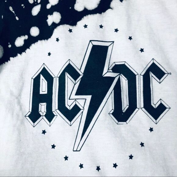 AC/DC Bleach dyed tie-dye t-shirt Band Tee Cotton XS - Picture 2 of 4